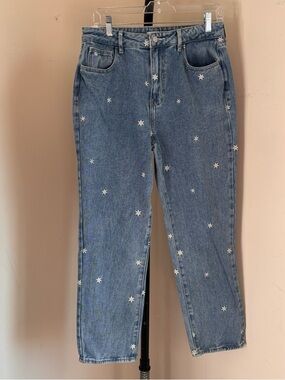 Pacsun embroidered jeans with white flowers -Mom Jeans